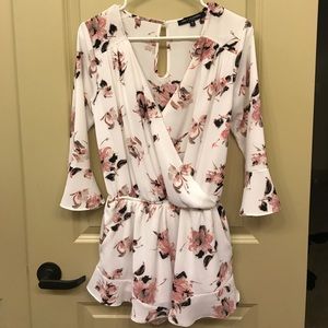White Floral Deep-V Romper