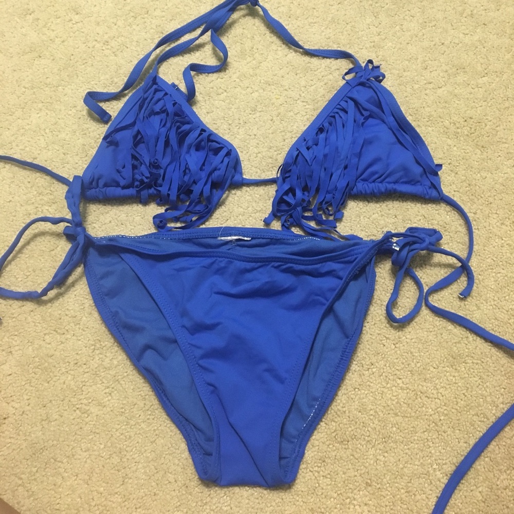 Cobalt blue tassel top swim suit