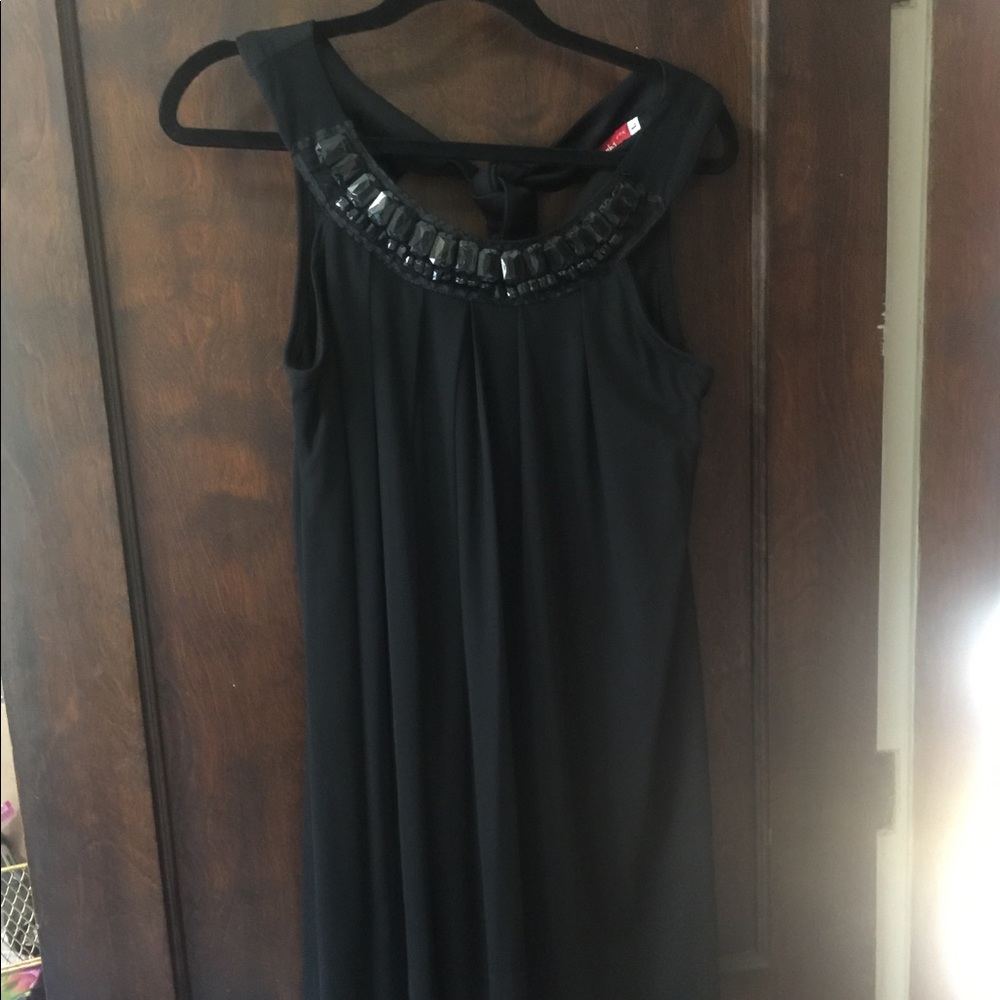 Black dress with beaded neckline