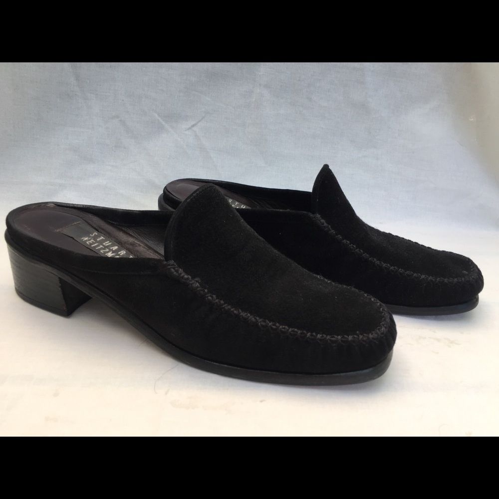 Stuart Weitzman black suede mules slides size 7.5