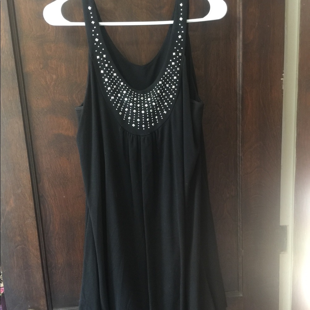 Black dress with bedazzled neckline