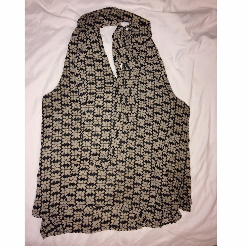 Banana republic sheer high neck tie tank/blouse