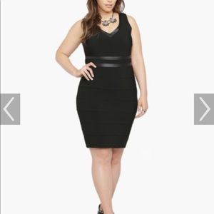 Torrid size24 black w/ leather trim bodycon dress