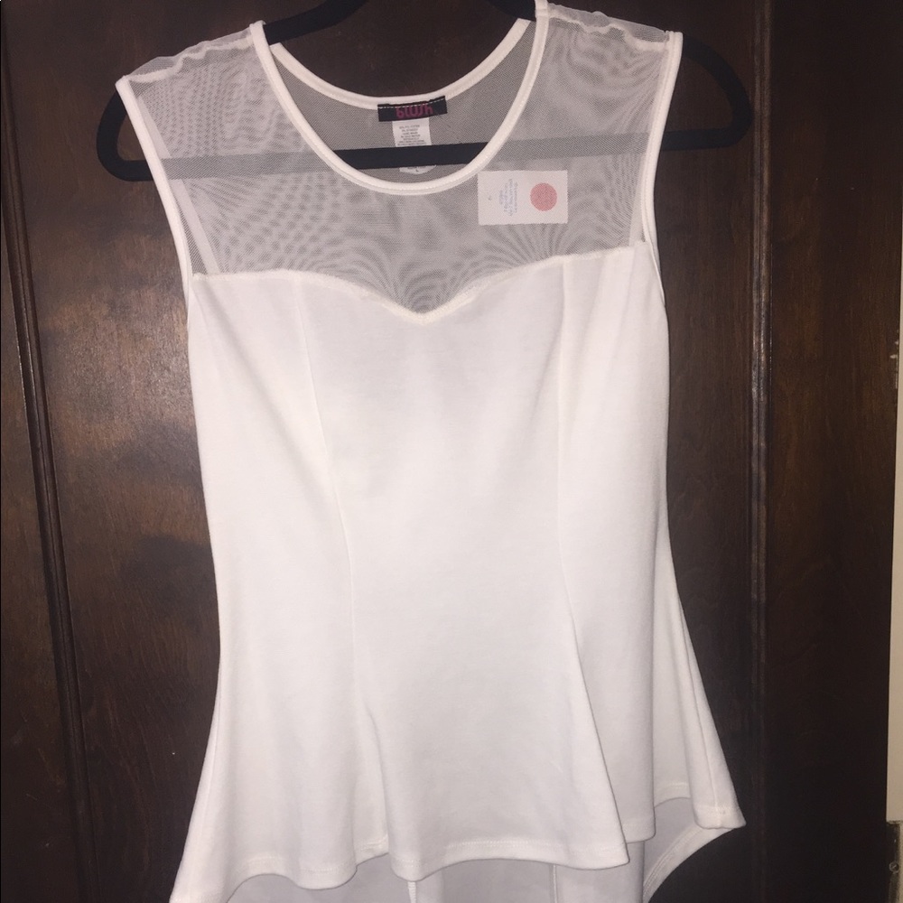 perplum tank with mesh netting.bow on the back
