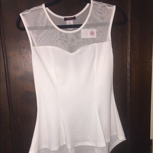 perplum tank with mesh netting.bow on the back