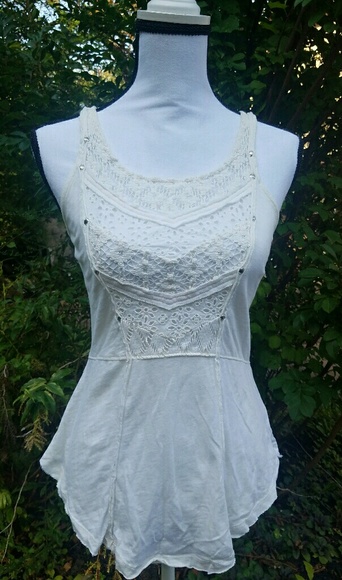 Free People Tops - "final drop"Free people lace front white tank top