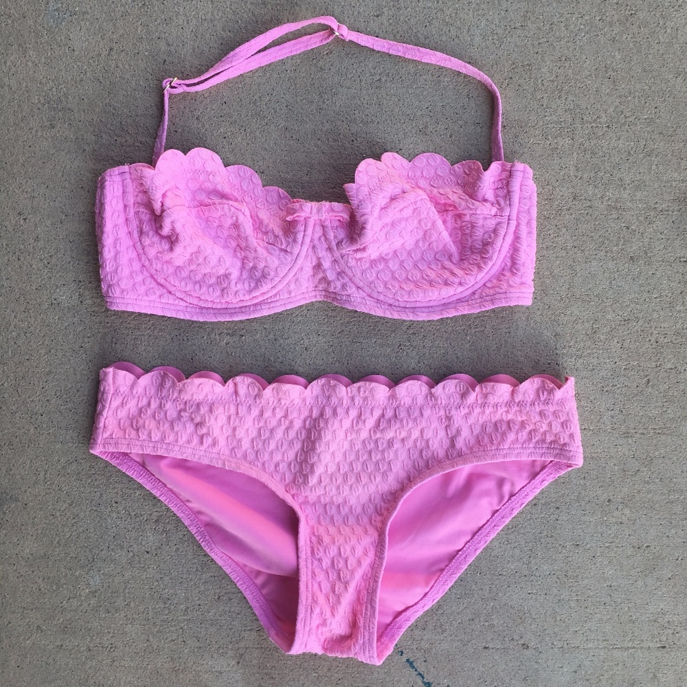 Kate Spade Pink Scalloped Bikini Top & Bottom Set