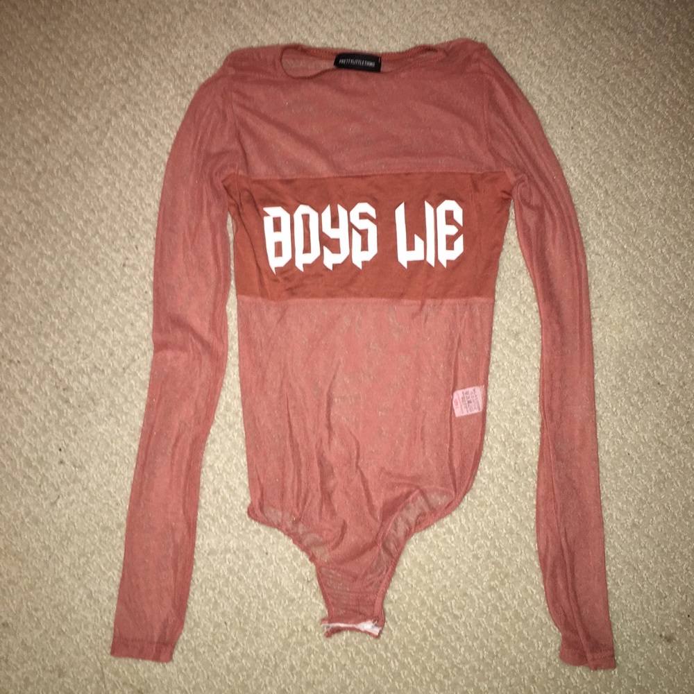 Pretty little thing orange boys lie mesh bodysuit