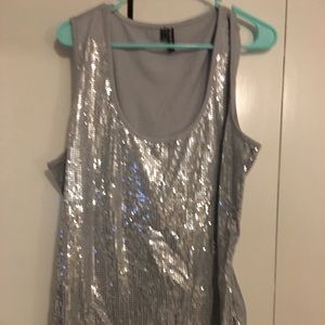 Maurice size 3x silver sequins tank