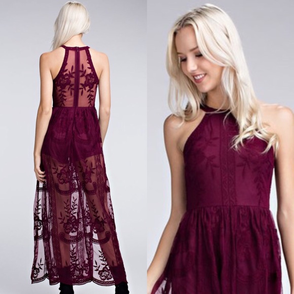 Halter Lace Maxi Romper - Picture 4 of 7