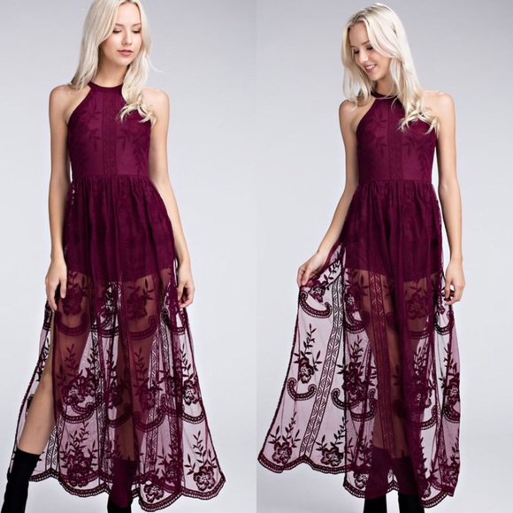 Halter Lace Maxi Romper - Picture 3 of 7