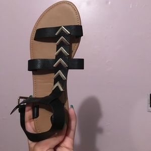 Black & gold sandals