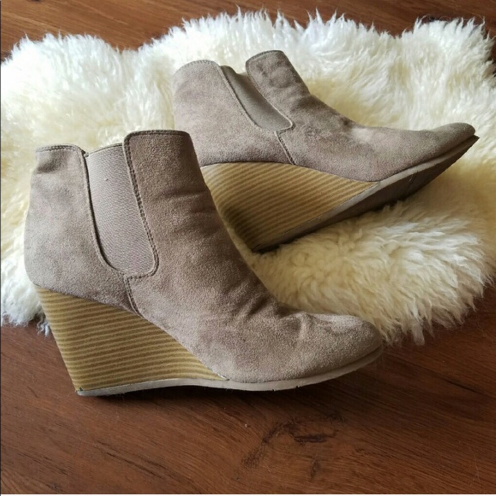 Taupe Wedge Ankle Booties
