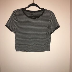 Forever21 basic black and white striped crop top
