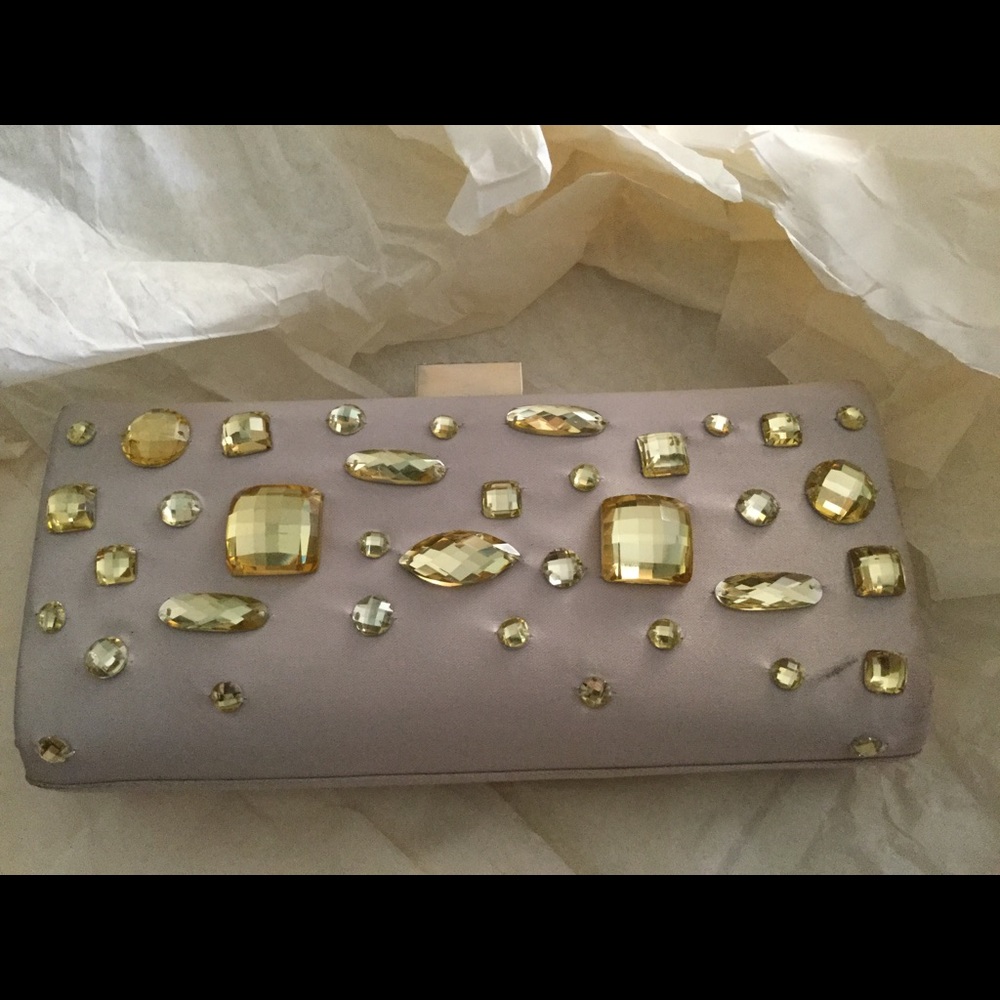 Kate Landry Satin Jeweled Clutch