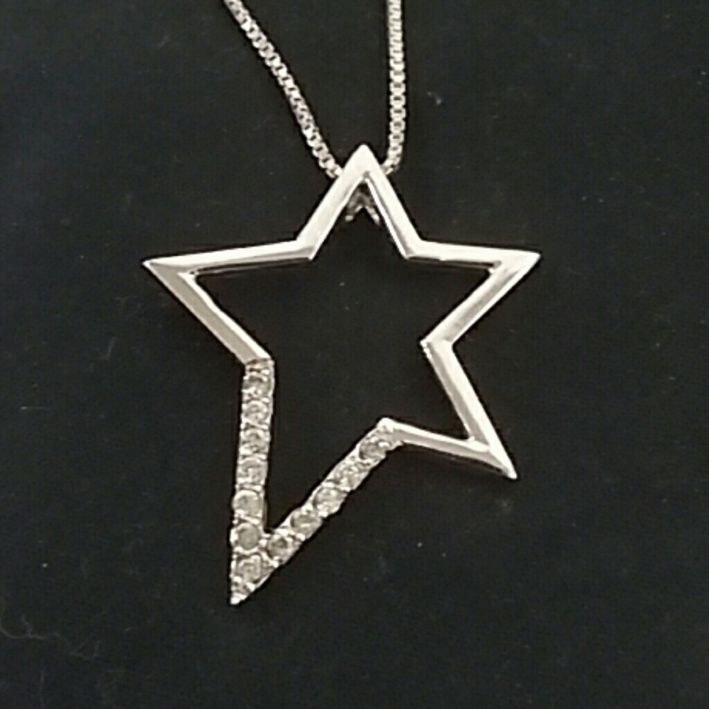 Sterling Crystal Star Necklace - NEW