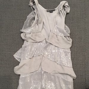 Armani Exchange silk sequined dress in light gray