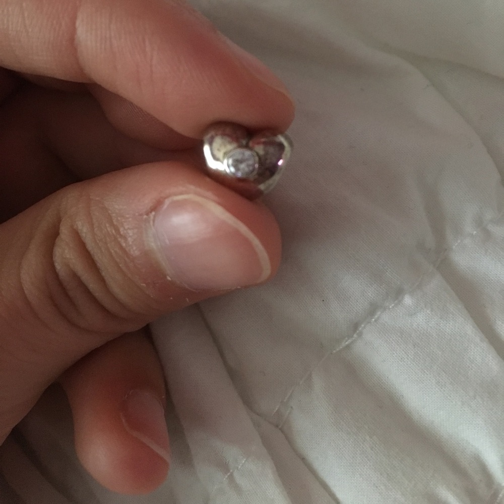 Pandora silver heart with diamond charm