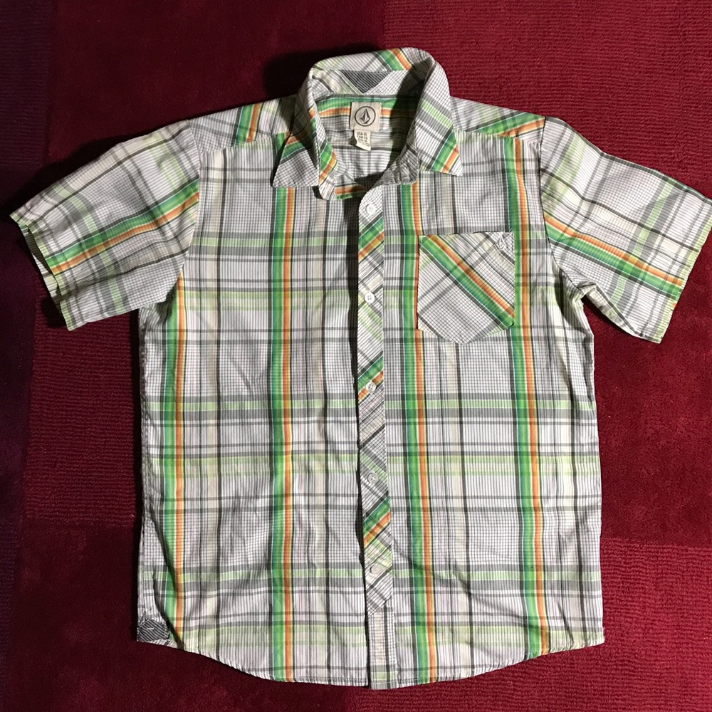 NWOT Volcom youth plaid button-down shirt, XL - Picture 1 of 5