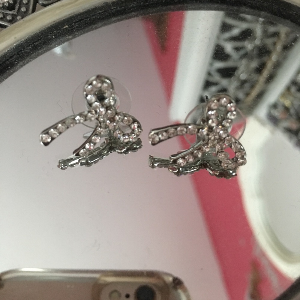 Silver bow earrings Charming Charlie's