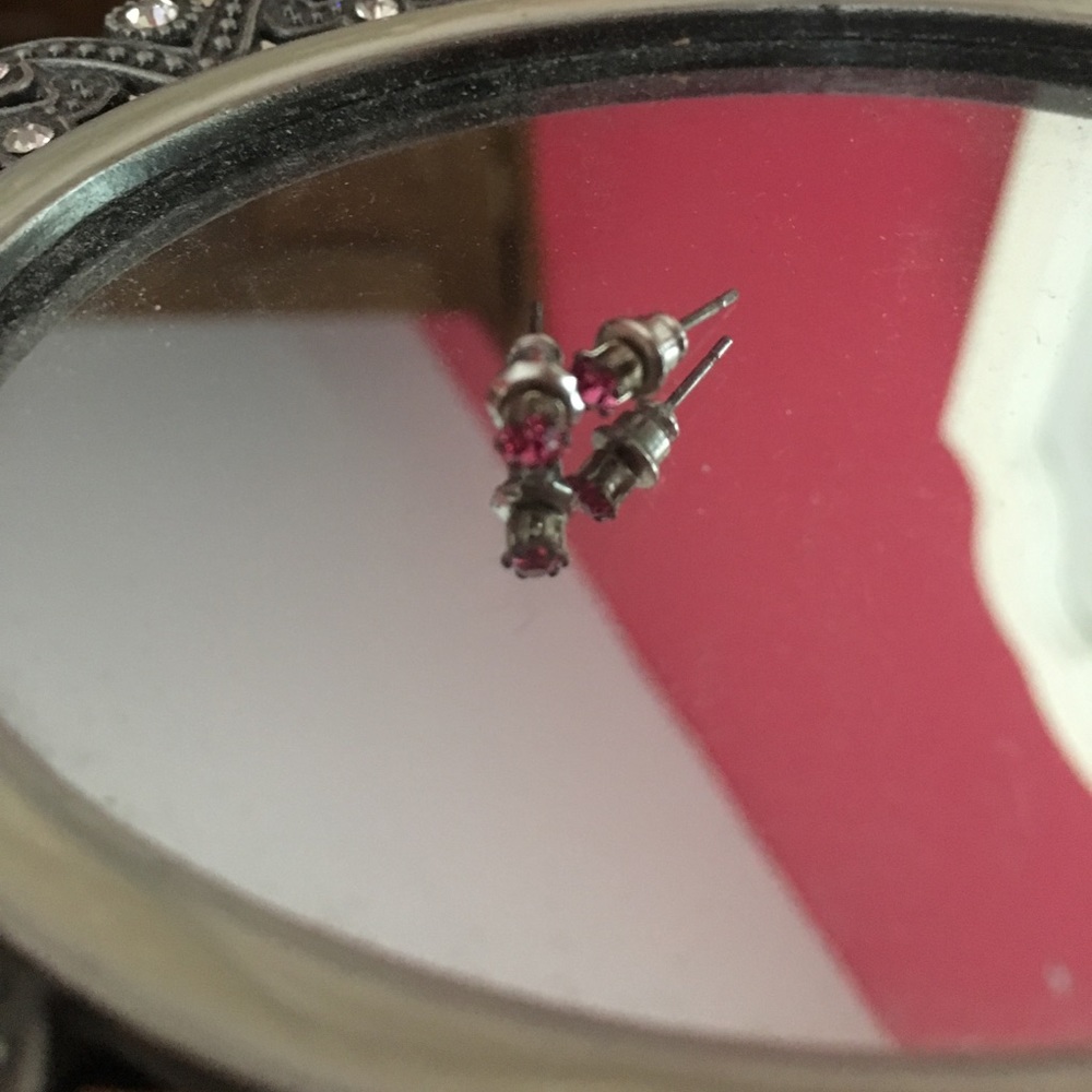Hot pink stud earrings in silver