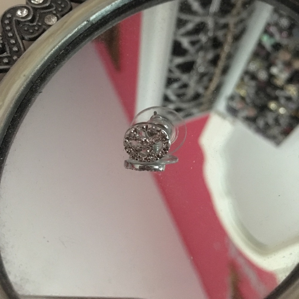 Silver peace sign earring
