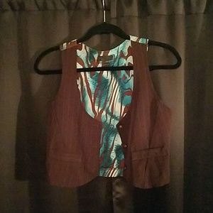 Chocolate and Aqua Blue Vest Size Medium