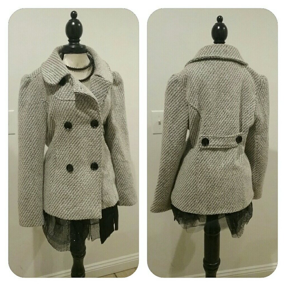 Black And Silver Pea Coat