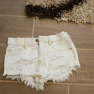 Womens denim white cutoff distressed shorts