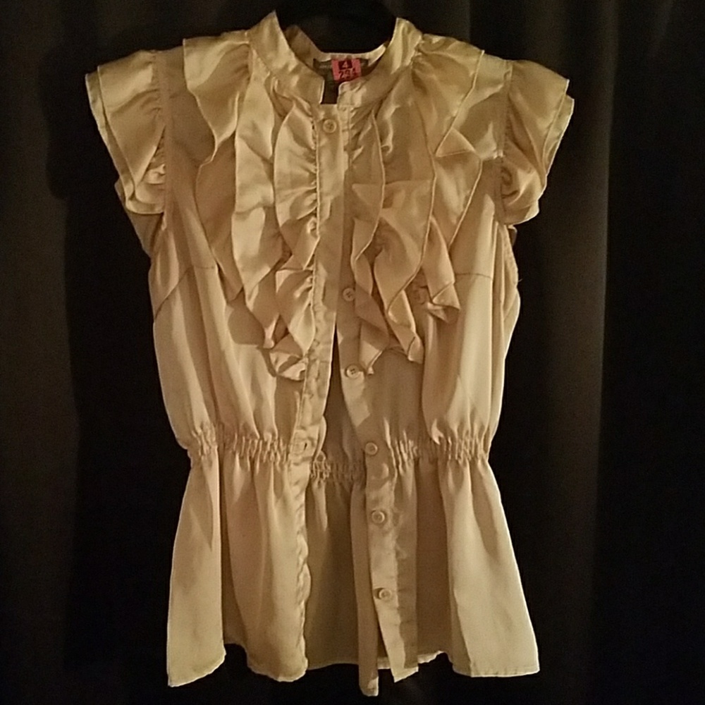 Champagne Ruffled Blouse Size Med