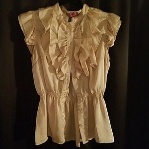 Champagne Ruffled Blouse Size Med