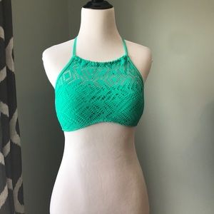 Green crochet swim top