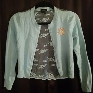 Light Blue Sweater with Lace Back Medium