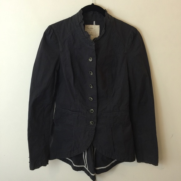 Free People Jackets & Blazers - Free People 1970 Grey Victorian Lace Up Jacket