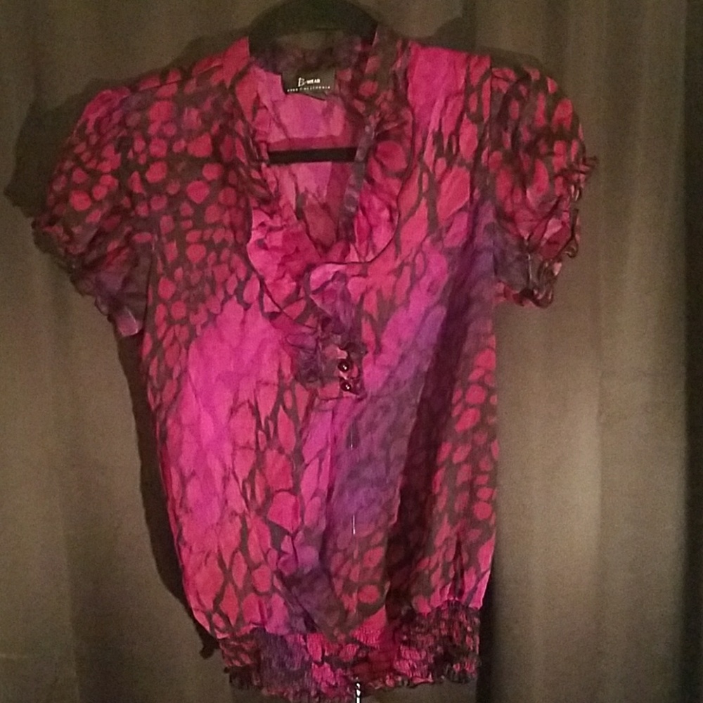 Fusia and purple short sleeve blouse size Med