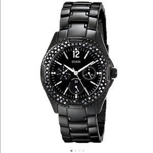 Guess black ion plated w/ Swarovski crystal bezel