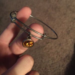 Alex and Ani November Stone Bracelet. Silver band.