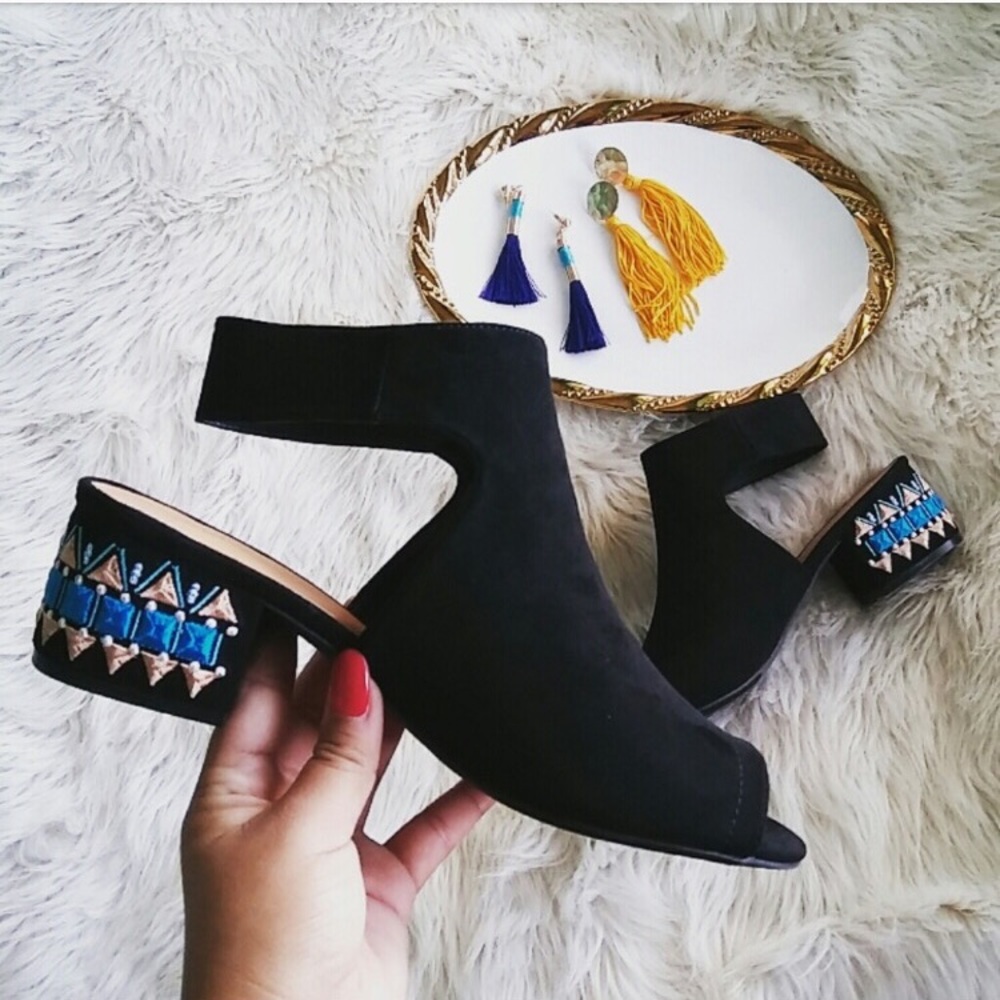 1 LEFT!!!  NWT.Slingback embroidered black mule - Picture 4 of 8