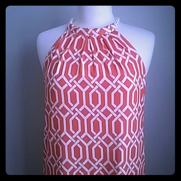 MUDD PIE Dresses & Skirts - MUDD PIE ORANGE & WHITE SMALL HALTER DRESS