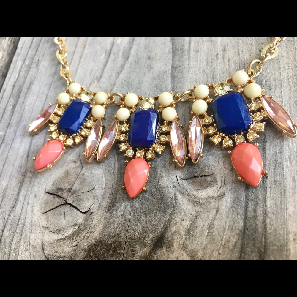 14th & Union Necklace: white,deep blue&coral