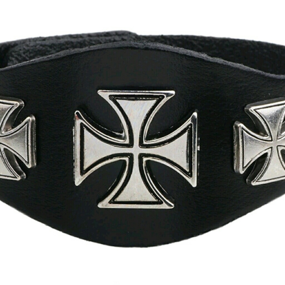 Biker Leather Cross bracelet