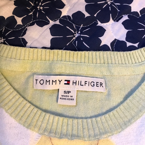 Argyle shirt. Yellow, white with green and brown. - Picture 3 of 3