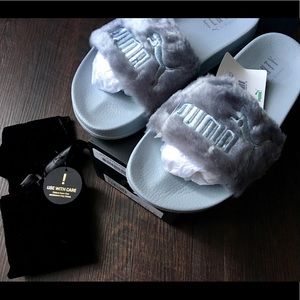 ✨ BRAND NEW! Quarry-Puma Silver Fenty Slides ✨