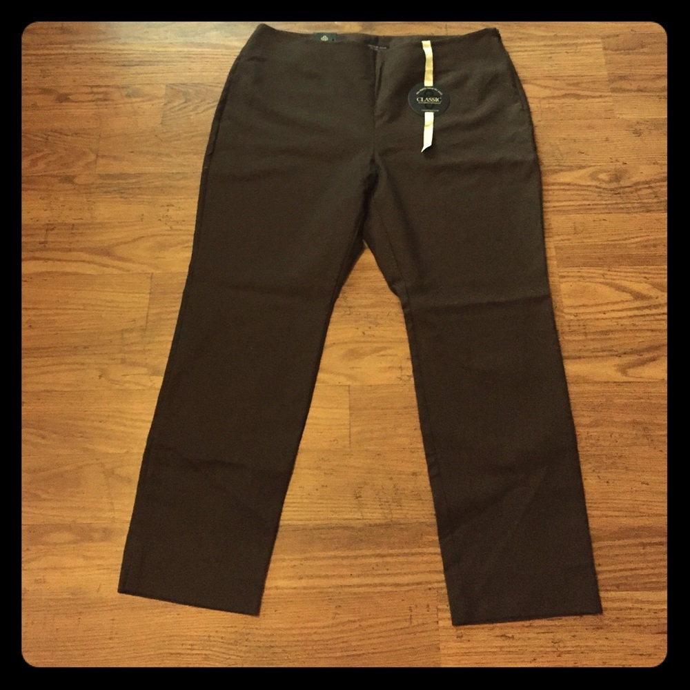 CharterClub Cropped Pant Classic Fit Brown Sz 16