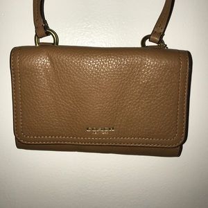 Coach Cross Body Clutch Brown Leather