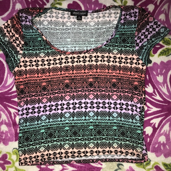 About A Girl Tops - Rainbow Tribal Crop Top