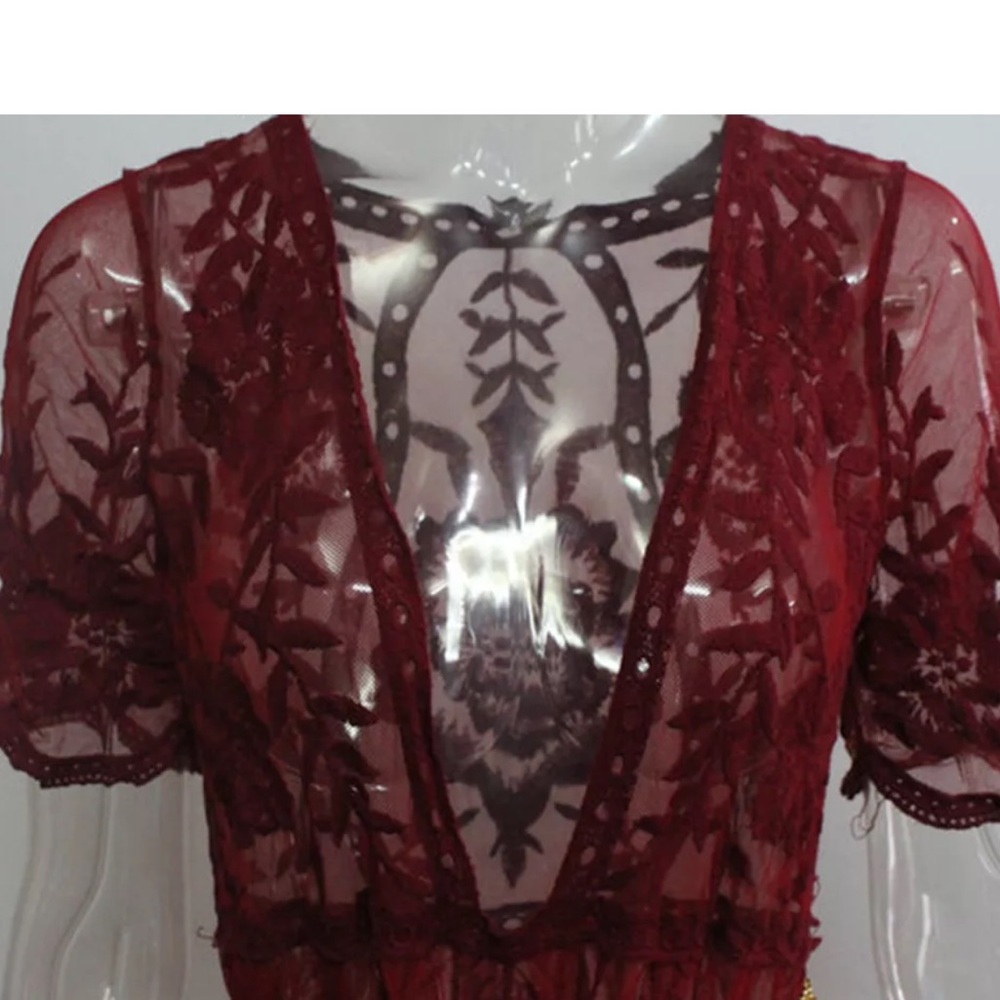 ❤️Beautiful Garnet Lace Maxi Dress - Picture 3 of 8