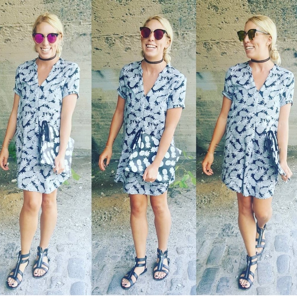 Black and White Pineapple Shirt Dress