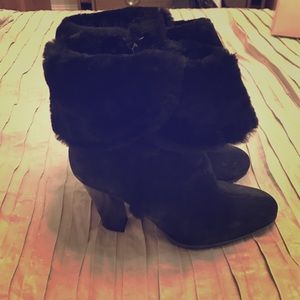 Calvin Klein suede and fur boots