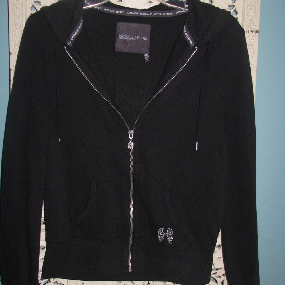 VICTORIA SECRET black zip-up hoodie